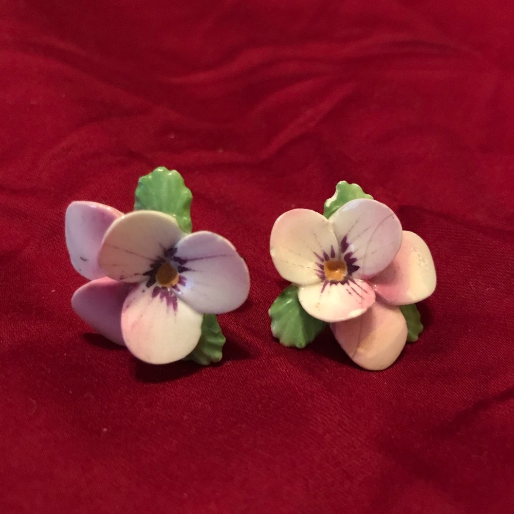 Dogwood blossom bone china earrings